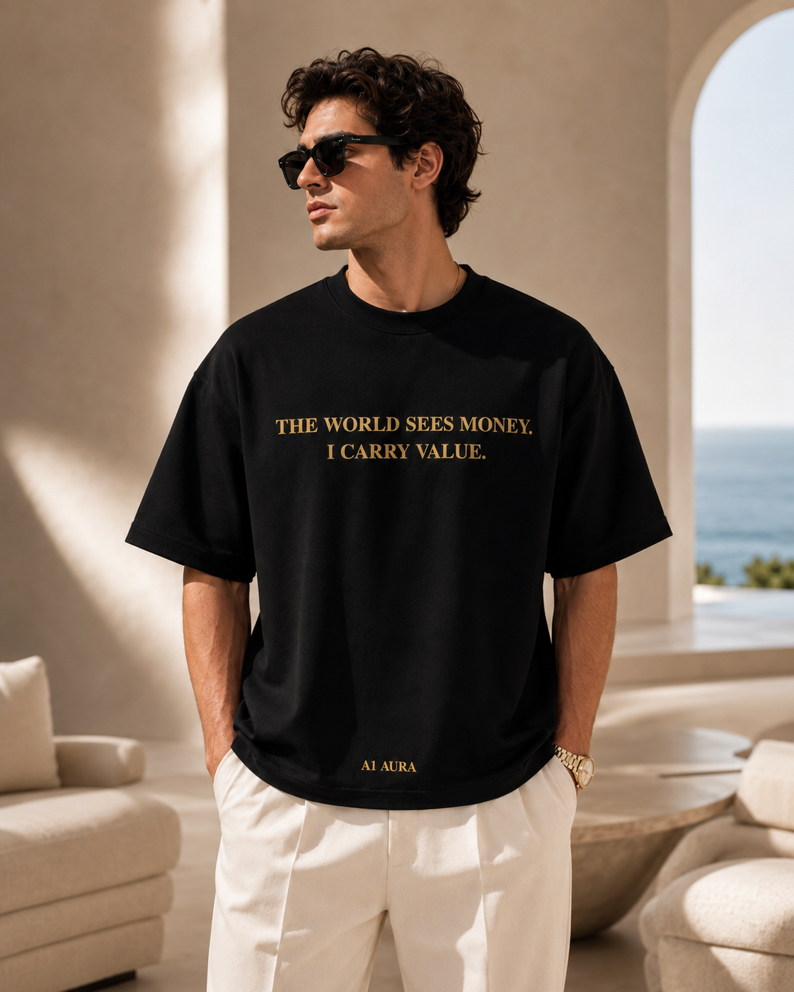 A1 AURA high quality Rich Soul Oversized Luxury TShirt – Tee For The Wealthy Rich