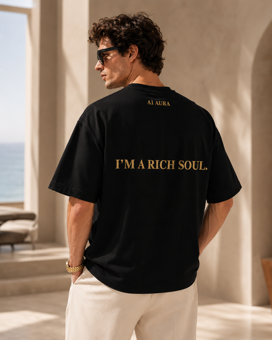 A1 AURA high quality Rich Soul Oversized Luxury TShirt – Tee For The Wealthy Rich